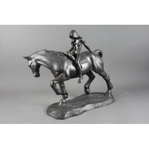 184 - Leicester C Thomas: a patinated composition figure of Lady Godiva, 17” high