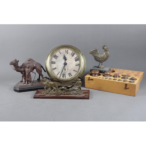 205 - A brass bulkhead clock with white painted dial and Roman numerals with subsidiary seconds dial, 9&rd... 