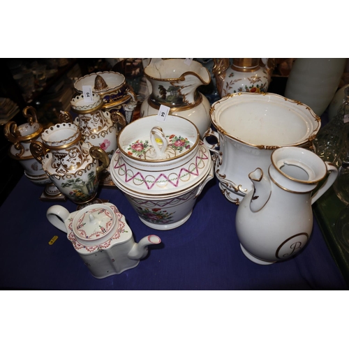 64 - A selection of early 19th century British and Continental hand-painted porcelain items, including a ... 