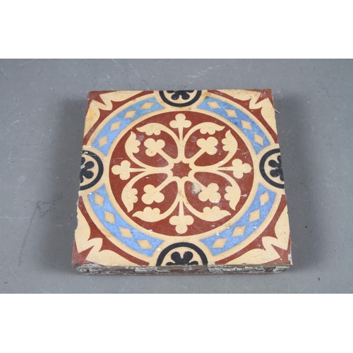 77 - Two Minton & Co four-colour encaustic tiles and two late 19th century printed tiles