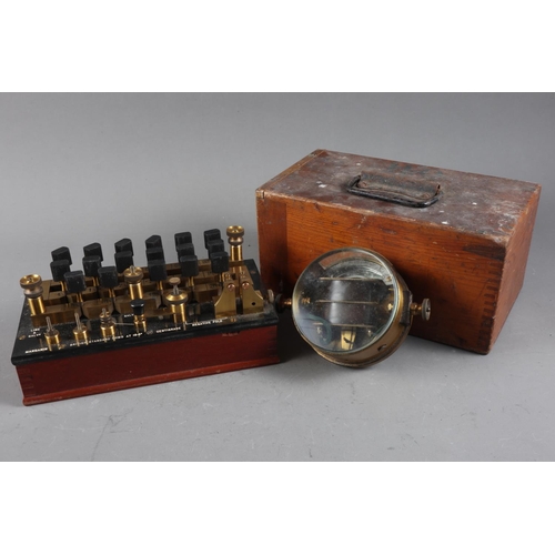 99 - A Reid Bros, London brass cased horizontal galvanometer, 4” dia, and a Gambrell Bros galvanome... 