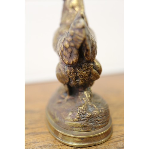 113 - After Auguste Cain, a bronze model hen, 3 1/2” high