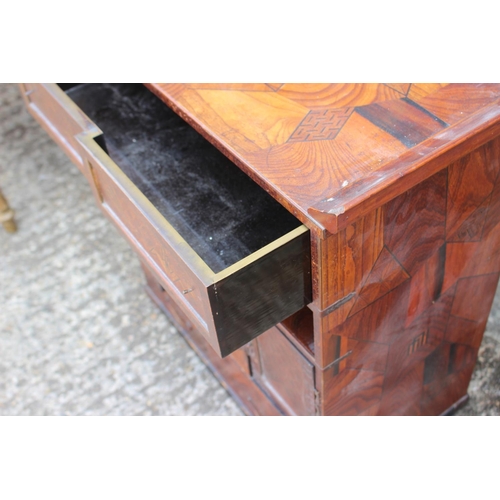 450 - A late 19th century Japanese parquetry work cabinet, fitted one drawer over recess, cupboards and fu... 