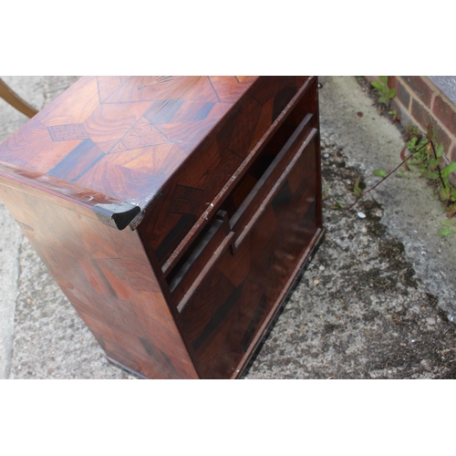 450 - A late 19th century Japanese parquetry work cabinet, fitted one drawer over recess, cupboards and fu... 