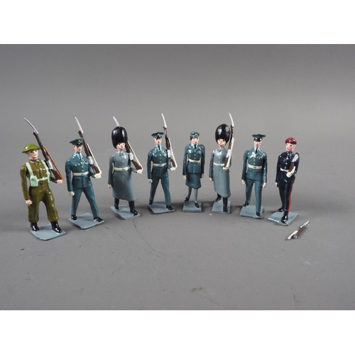 122 - A quantity of mostly Britains cast metal soldiers, a small selection of lead farmyard animals and ot... 