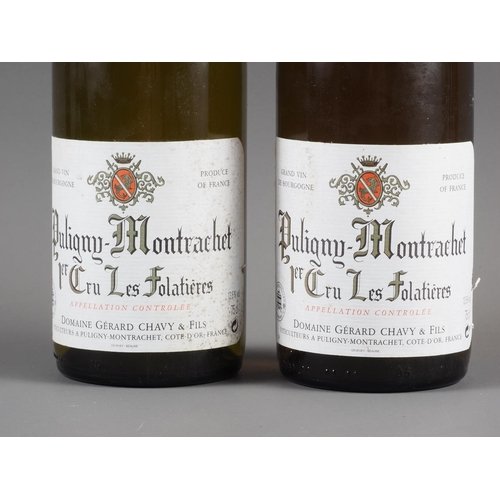 159 - Two bottles of 2002 Puligny Montrachet 1er Cru les Folatieres, Domaine Gerard Chevy & Fils