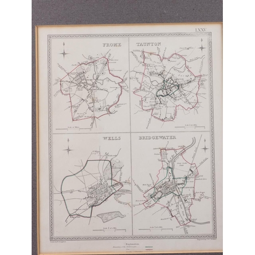 351 - A hand-coloured map of the Railways and Stations of Oxfordshire, in gilt frame, and a hand-coloured ... 