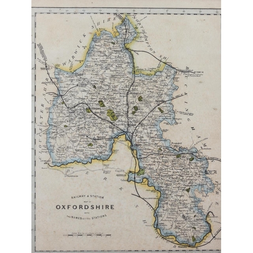 351 - A hand-coloured map of the Railways and Stations of Oxfordshire, in gilt frame, and a hand-coloured ... 