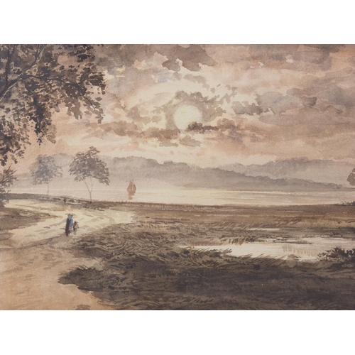 354 - Frank Walters: a pair of watercolours, lake scenes, 10” x 13 1/2”, in burr maple frames