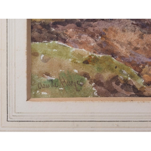 355 - Claude Hayes: watercolours, cattle by a stream, 13 1/4” x 20 1/2”, in gilt strip frame, ... 