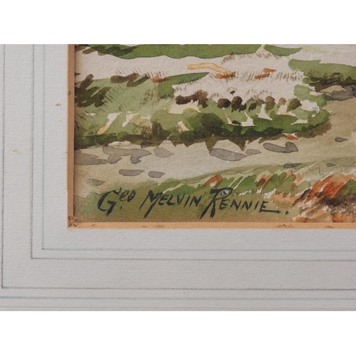 355 - Claude Hayes: watercolours, cattle by a stream, 13 1/4” x 20 1/2”, in gilt strip frame, ... 