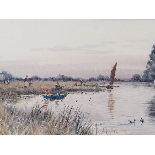 360 - R W Fraser: a late 19th century watercolour, view of the Ferry Inn, Horning, Norfolk, 7