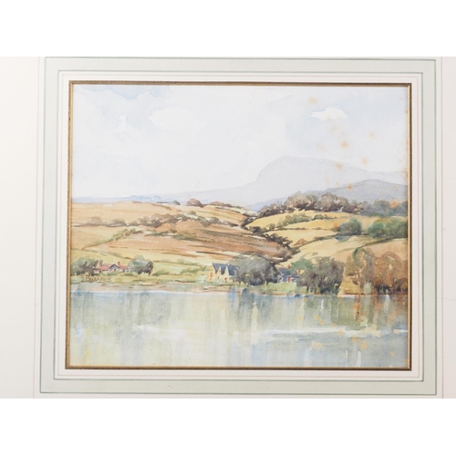 364 - An early 20th century watercolour, Lakeland scene with distant mountain, 9