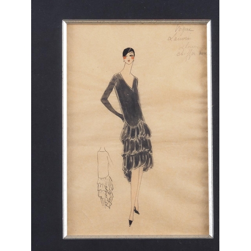 394 - A 1920s fashion watercolour study, 