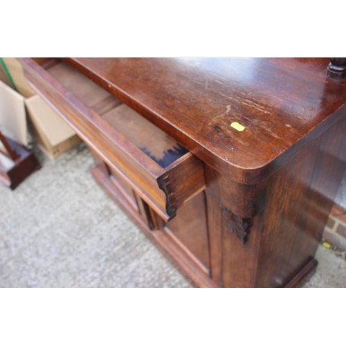 449 - A 19th century mahogany chiffonier, fitted raised mirror back over one long drawer and two doors wit... 