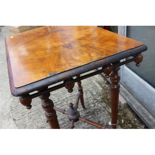 460 - A late 19th century turned walnut side table, on four splay supports, 26 1/2