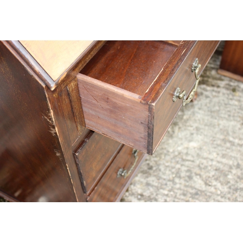 545 - A 1950s mahogany fall front bureau, fitted three drawers, on cabriole claw and ball supports, 28