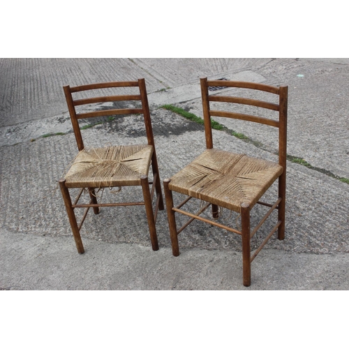 578 - Two 1960s teak chairs with seagrass seats (for restoration)