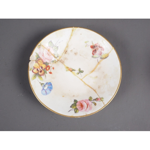 13 - A Meissen part tea and coffee service with central bird decoration and pink borders (damages), and a... 