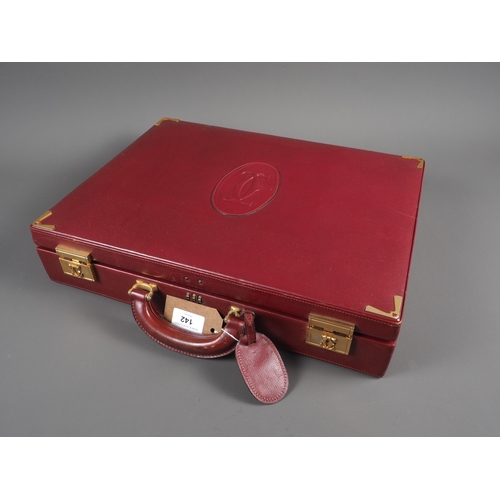 142 - A Must Du Cartier crimson leather attache case