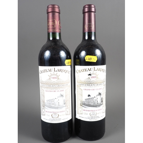 156 - A bottle of 1996 Chateau Laroque Saint-Emilion Grand Cru Grand Cru Classe, and another, 2003 vintage