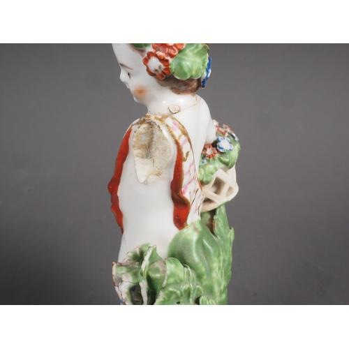 8 - A pair of Staffordshire model figures, mounted on goats, 5 1/4” high (repairs), a similar model of a... 