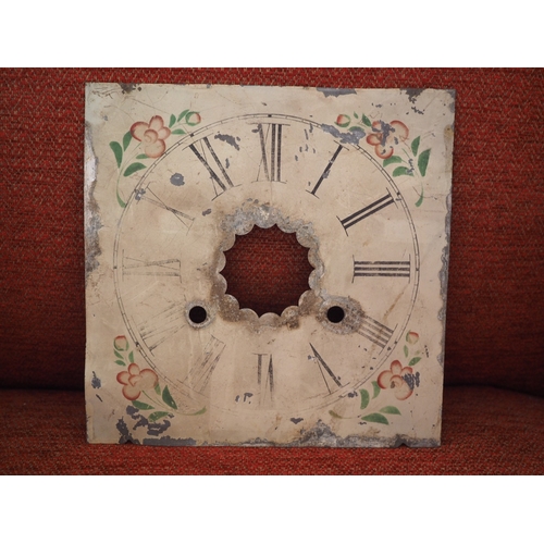 81 - An American wall clock, a painted clock dial by F C White, Luton, a 19th century long case clock dia... 