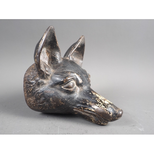 91 - A cast iron fox mask door stop, 6