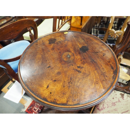 436 - A 19th century mahogany circular top occasional table, on turned column and tripod splayed supports,... 