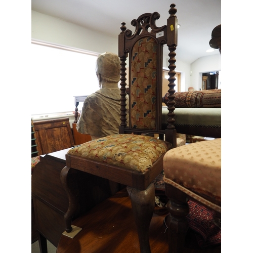 463 - A 19th century oak, needlework panel seat and back side chair, on cabriole supports (for restoration... 