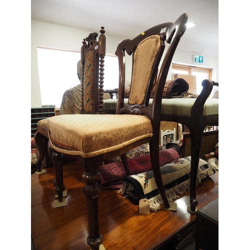 496 - A late 19th century rosewood side chair with padded seat and back, on faceted supports