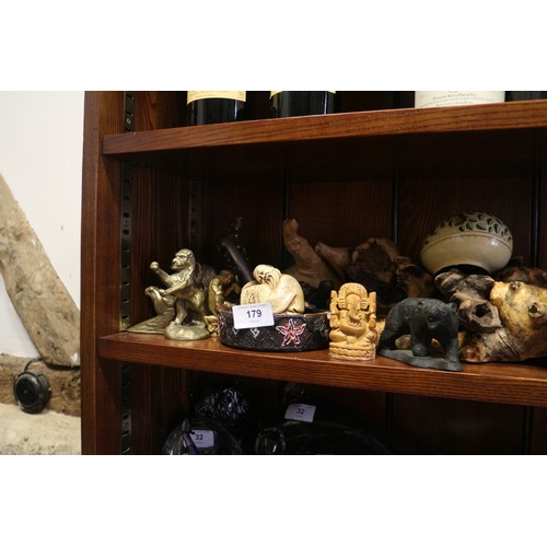 179 - A collection of wood, ceramic and composition animals, including USSR ceramic