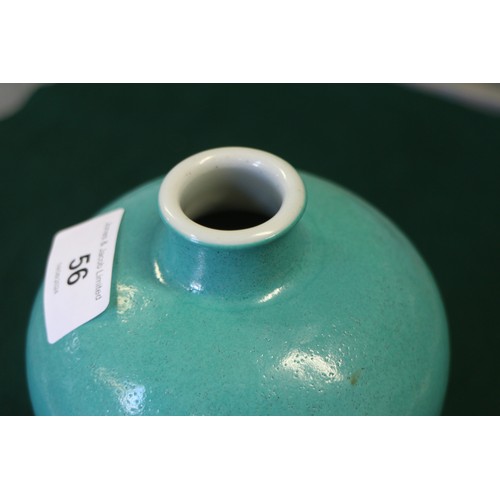 56 - A Chinese meiping turquoise glazed vase, 6 3/4” high, on turned hardwood stand