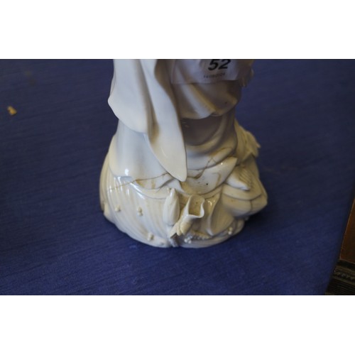 52 - Three Chinese blanc-de-chine figures, tallest 15 1/2” high