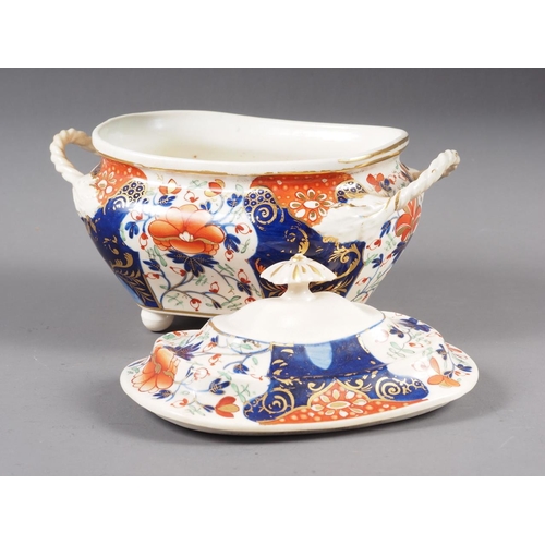 1 - A 19th century Derby Imari sugar bowl and cover, 7 1/2