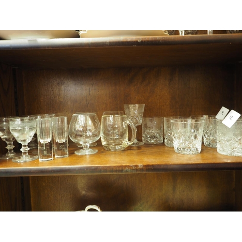 20 - Two sets of five cut glass whisky tumblers and other table glass