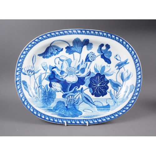 3 - A 19th century blue and white Wedgwood “Waterlily” pattern platter, 16 1/4