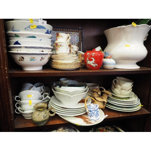 40 - A Bridgwater Jersey cream jug, a Royal Crown Devon Pegasus tea caddy and cover, a floral tea service... 