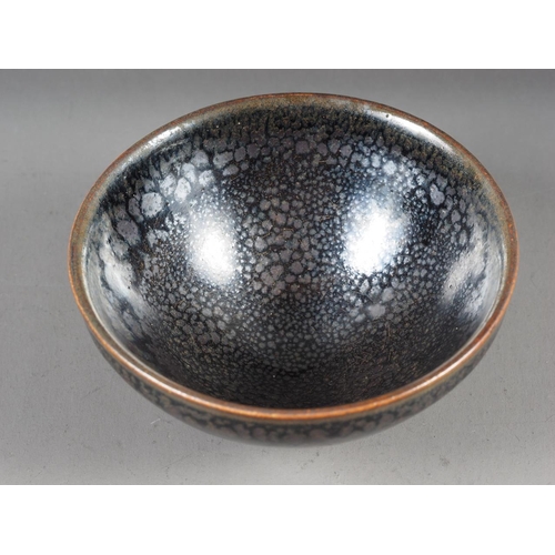 63 - A Japanese Tianmu oil spot tea bowl, 3 1/2