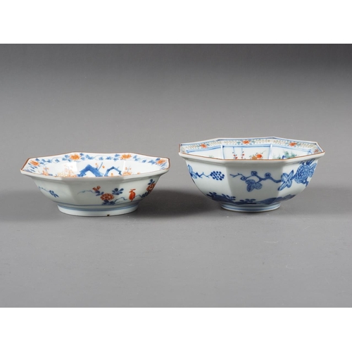 65 - Two Kakiemon style octagonal bowls, 5 1/8