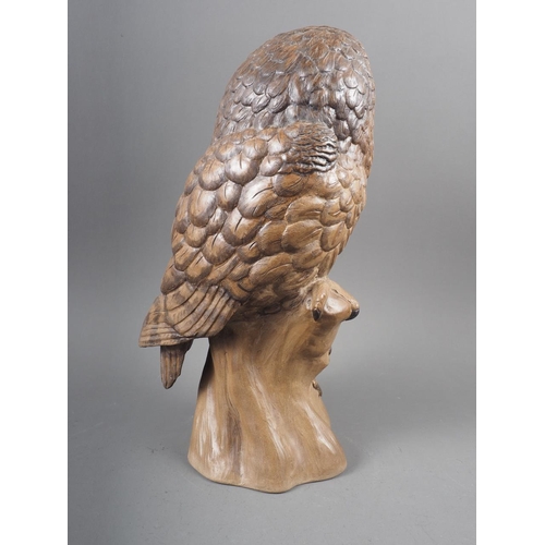 7 - A Poole pottery brown glazed model of an owl, by B Linley-Adams, 12 1/2