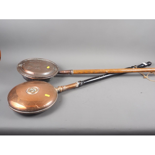 127 - Two copper warming pans