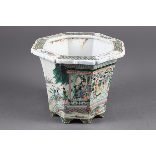 70 - A Chinese porcelain octagonal planter, decorated figures, 9