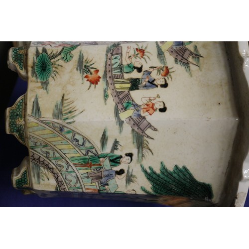 70 - A Chinese porcelain octagonal planter, decorated figures, 9