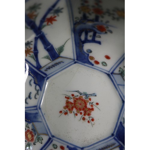 65 - Two Kakiemon style octagonal bowls, 5 1/8