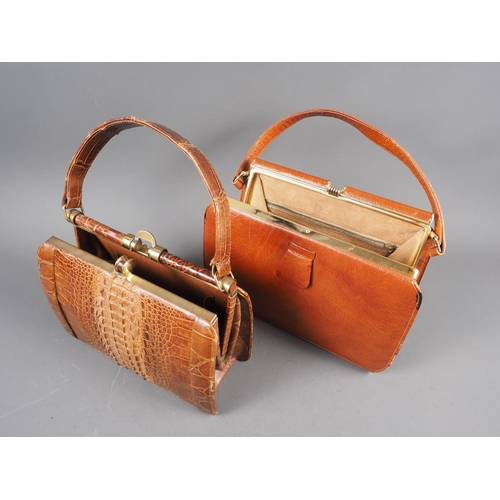 204 - A vintage crocodile skin handbag and one other handbag