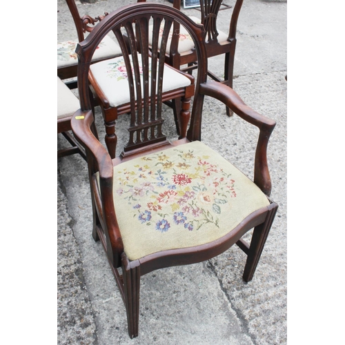 430 - A set of six Georgian mahogany dining chairs of Hepplewhite design with pierced splats and drop-in n... 