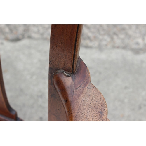 442 - A George III mahogany carver chair with pierced splat back and drop-in seat, on stretchered supports