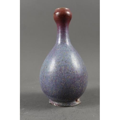 117 - A Chinese purple streak glazed shaped vase, 7 1/2