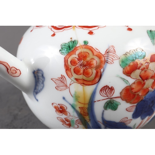 124 - A Chinese famille verte baluster vase with flower and leaf decoration, 7 3/4